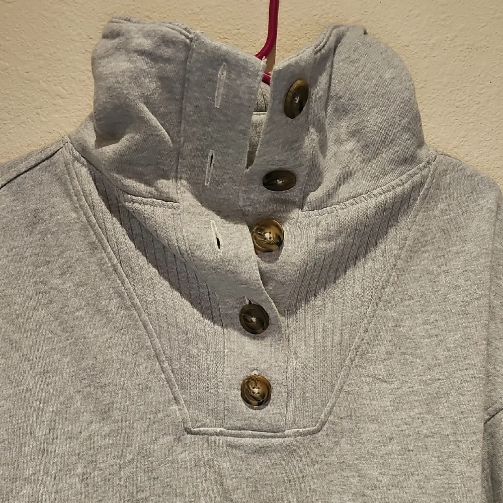 Aerie Light Gray Button-Up Sweatshirt XS - Picture 5 of 5